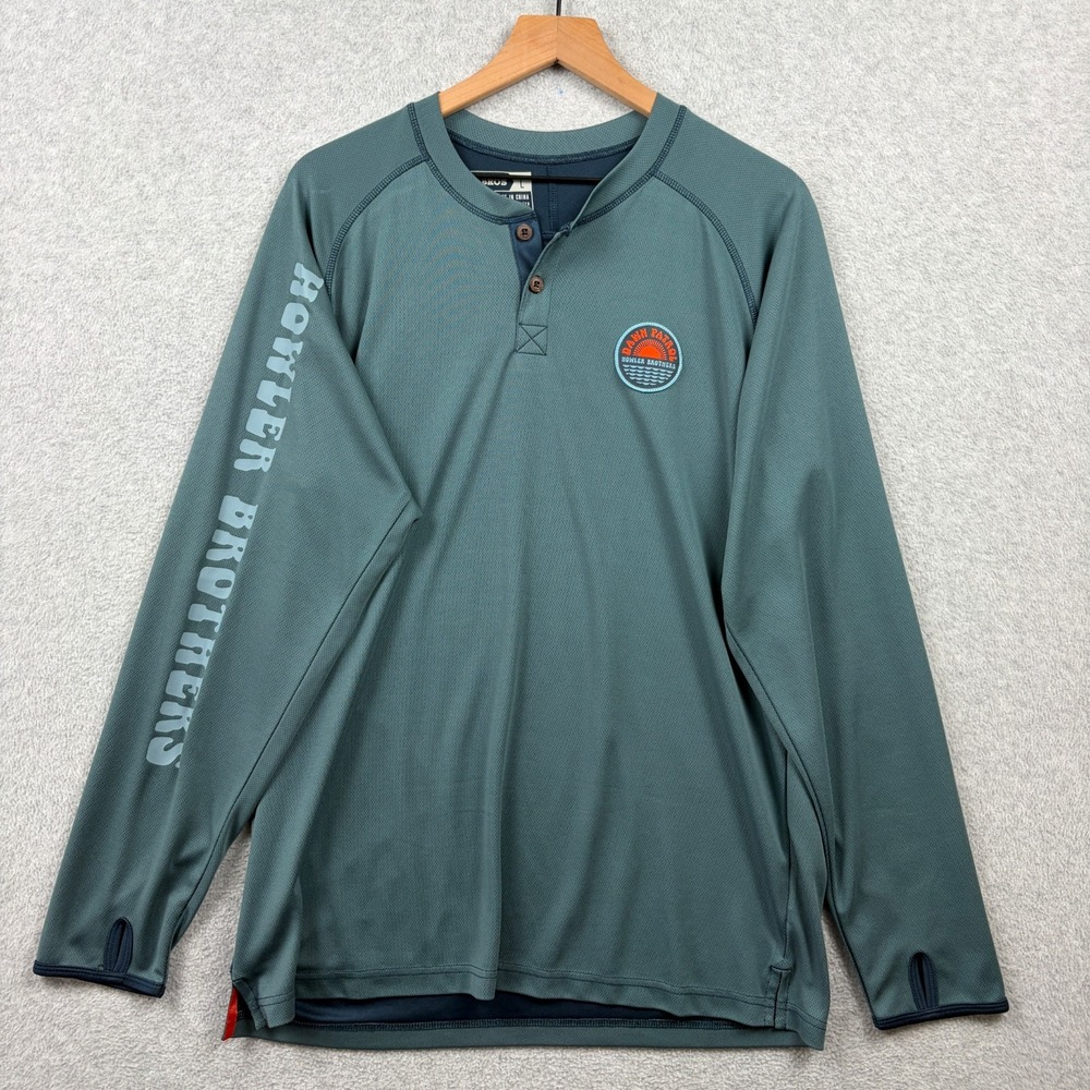 Howler Brothers Henley Shirt Mens Large Blue Loggerhead Performance Outdoors